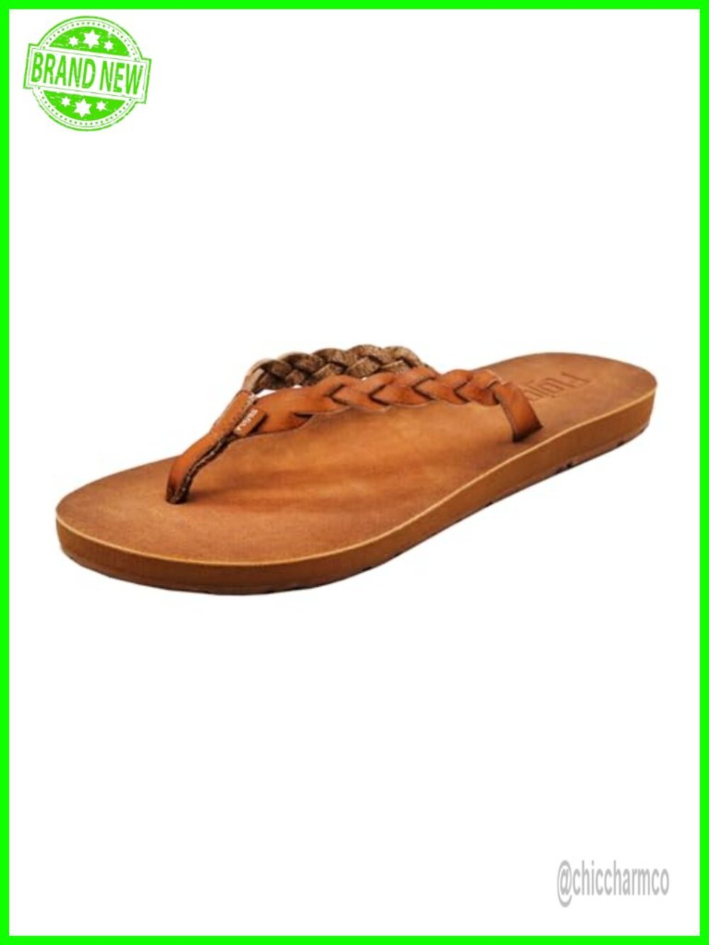 Women's Braided Faux Leather Sandals with Arch Support Flat Flip Flops